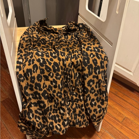 Button up animal print blouse long sleeve - Picture 2 of 10